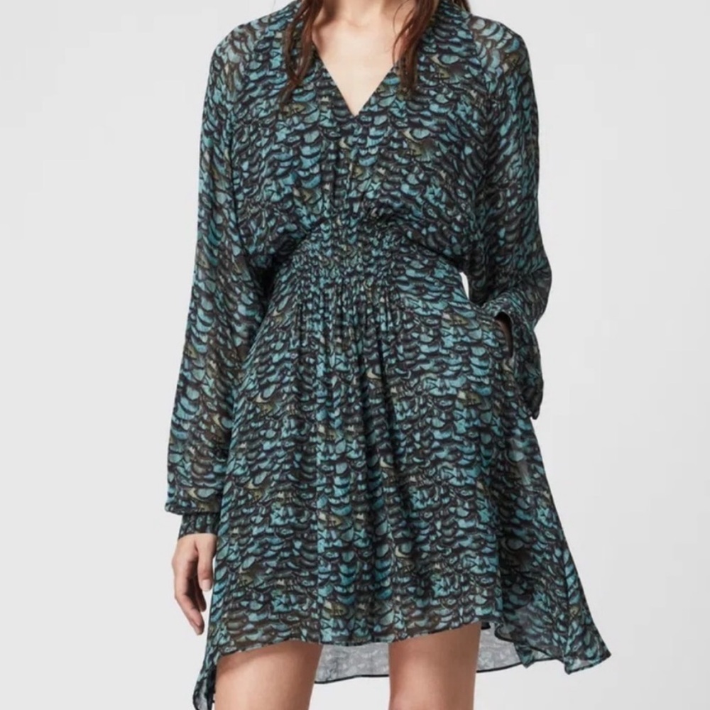 All Saints peacock gauzy dress